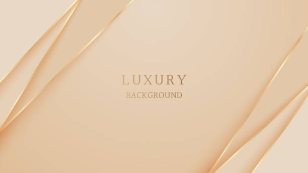 istock Elegant soft cream color paper cut style background with golden sparkle lines, vector template for business banner, invitation, card, brochure. 2149087954