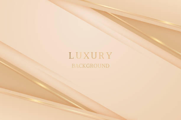 istock Elegant soft cream color paper cut style background with golden sparkle lines, vector template for business banner, invitation, card, brochure. 2149087987