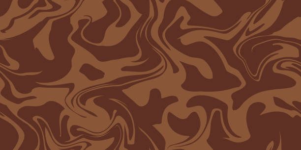 Abstract brown psychedelic waves print background. Marble acrylic swirl seamless pattern. Coffee or chocolate liquid texture. Abstract brown psychedelic waves print background. 1970s trippy seamless pattern. Marble acrylic swirl pattern. Coffee or chocolate liquid texture. cake splatter vector stock illustrations