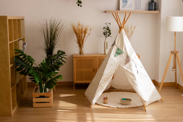 istock Cozy kids play tent in modern living room 2149092256