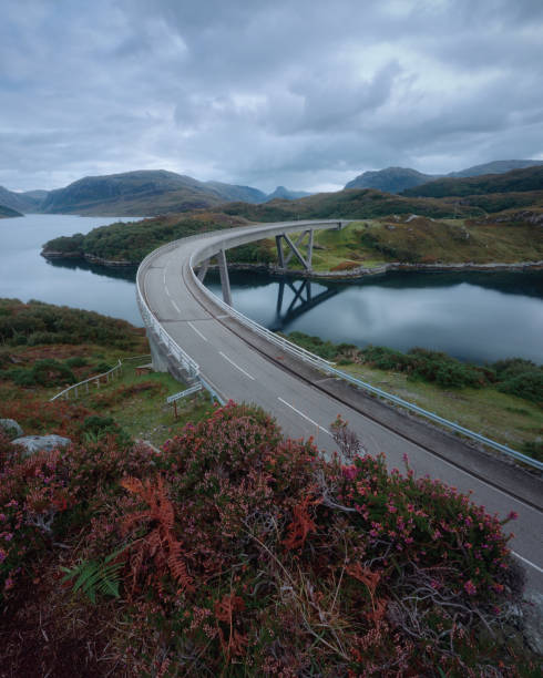 istock Curved bridge that crosses the lake 2149096812