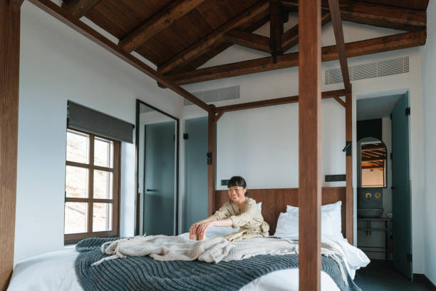 istock Waking up in a hotel room 2149097271