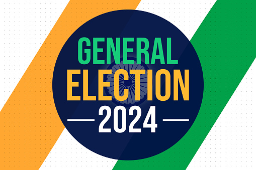 Indian Election 2024 concept minimalist background in patriotic color with shapes and text