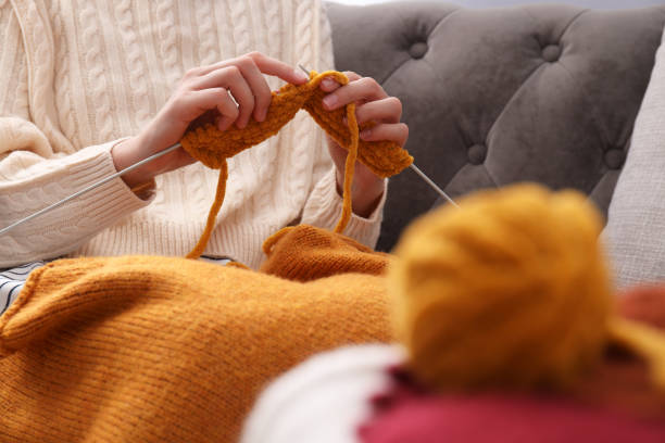 istock Hobby - knitting, concept of cozy home hobby 2149098704