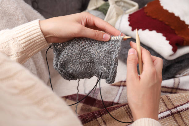 istock Hobby - knitting, concept of cozy home hobby 2149098806