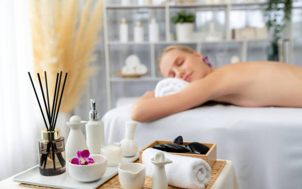 istock Aromatherapy massage ambiance or spa salon composition setup. Quiescent 2149098888