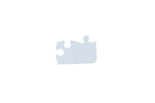PNG, Two white puzzles, isolated on white background