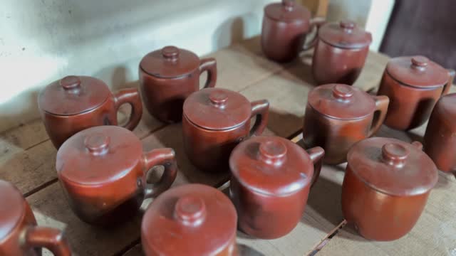 Clay pottery cup. Cups made from clay.