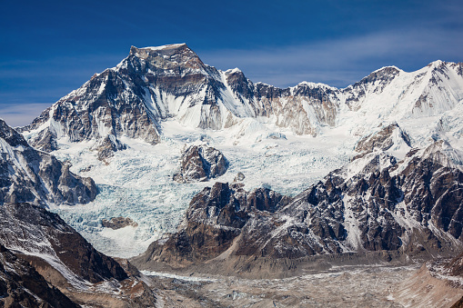 Gyachung Kang mountain landscape in Everest or Khumbu region in Himalaya, Nepal and China border