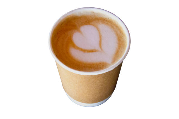 istock Paper take away cups of cappuccino art coffee  isolate on white 2149108690