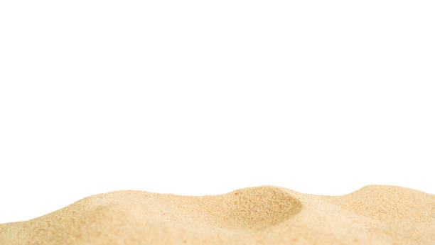 Sand Beach Isolated White Background Texture Summer Desert Zen Garden Coast Ocean for Vacation, Hot Summer Tropical Scene Chill Nature, Summer Time Yoga Holiday Dune Pile Dry Brown Heap Particle.