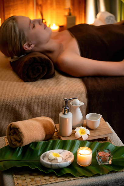 istock Aromatherapy massage ambiance or spa salon composition setup. Quiescent 2149109535