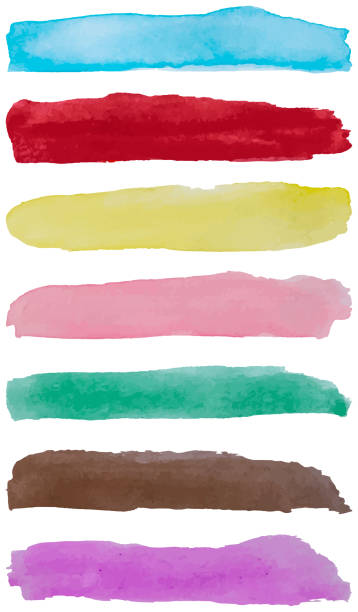 istock Seven multicolored horizontal aquarelle brush strokes isolated on white background 2149110325