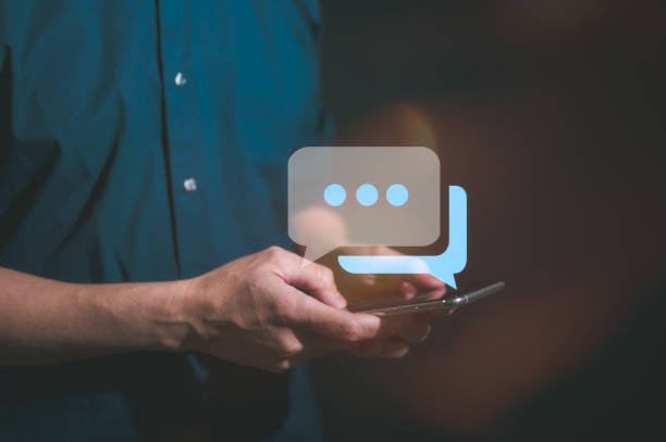 istock social online concept, man using smartphone chatting sending and reading text messages from internet network technology platform, social distancing, shopping, communication online 2149110967