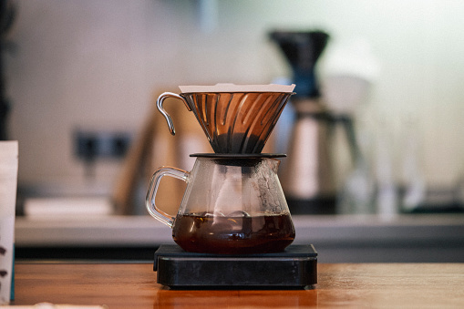 Brewing coffee with v60 equipment