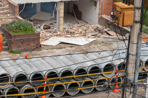 Demolition and concrete pipes