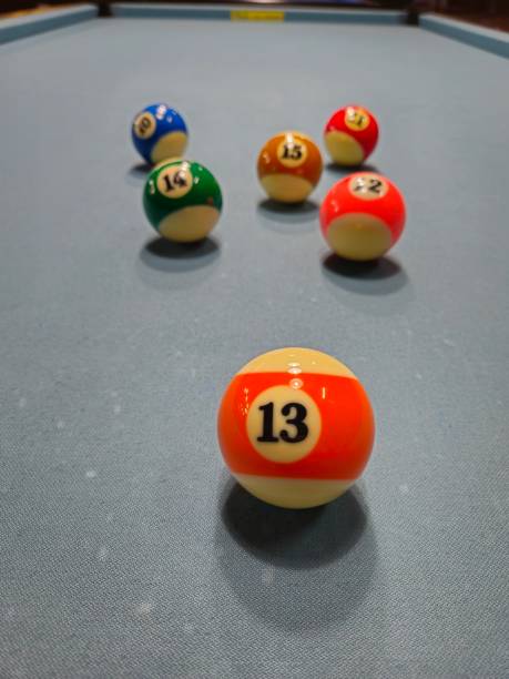 istock Pool balls on gray table sport game billiards known as eight ball pool. 2149113654