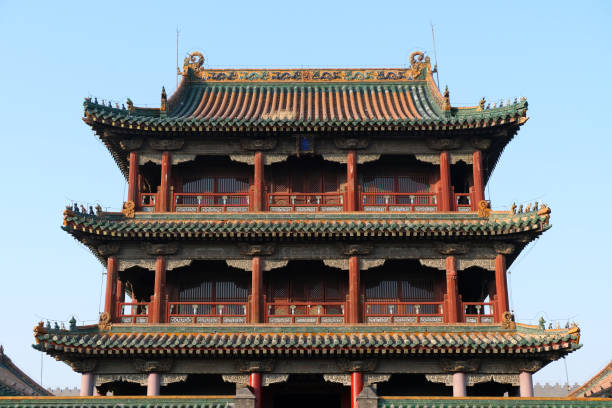 Majestic Phoenix tower at Mukden Palace, or Shenyang Imperial Palace, the former palace of the Later Jin dynasty and the early Qing dynasty. It was built in 1625, and the first three Qing emperors lived there from 1625 to 1644. It lies in the center of Shenyang, Liaoning.