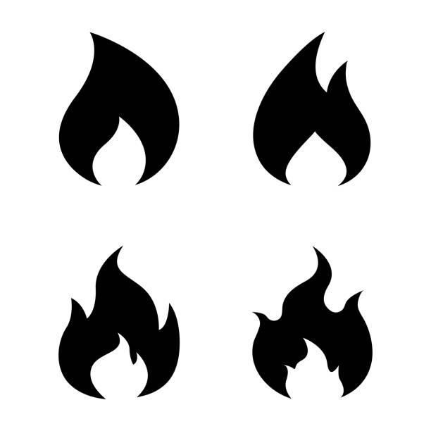 ilustrații de stoc cu fire icon set vector design. - flacără