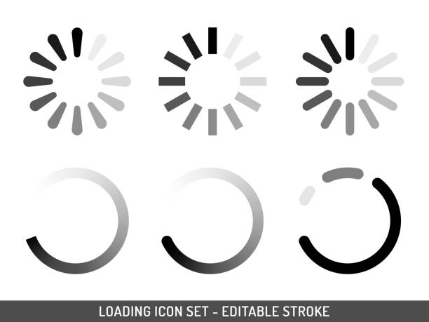 loading bar icon set vector design. - yüklenmek stock illustrations