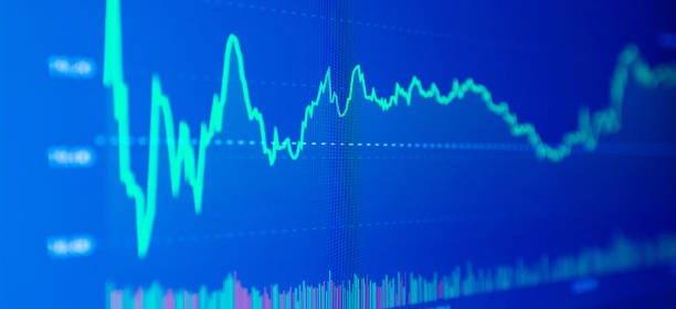 istock Stock market upwards chart on the screen. Selective focus.Low angle.Banner,advertisement. 2149116256
