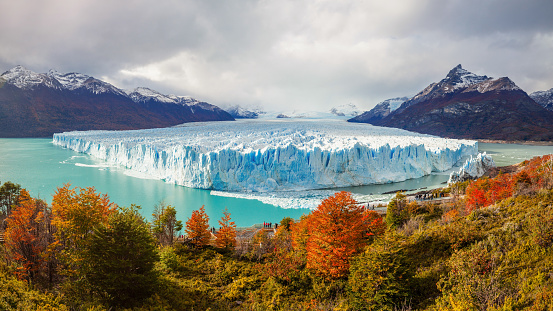 The Perito Moreno Glacier panoramic view. It is is a glacier located in the Los Glaciares National Park in Patagonia, Argentina.