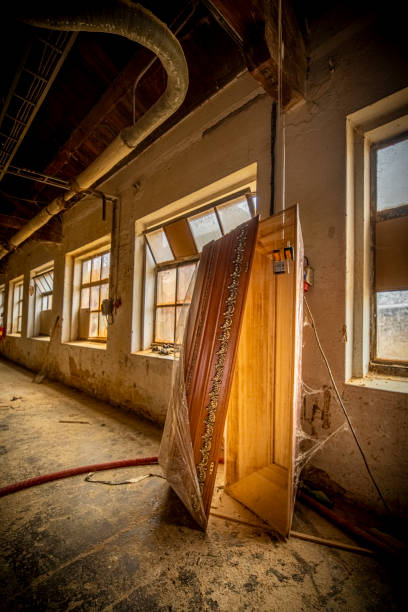 The abandoned full coffin factory.