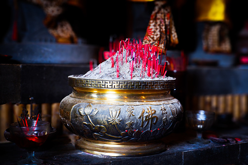 A container for sticking incense, an incense burner in a monastery