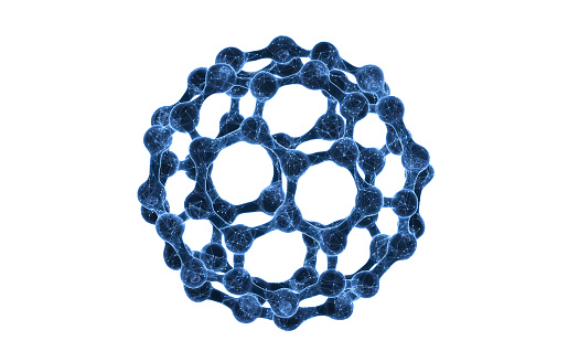 Molecule with blue transparent structure, 3d rendering. 3D illustration.