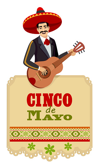 Cinco de Mayo Celebration. A Mariachi Singer Belting Out Traditional Tunes. A Mexican guitar player.