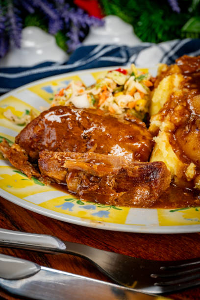 istock Stewed pork neck in sauce. 2149123522