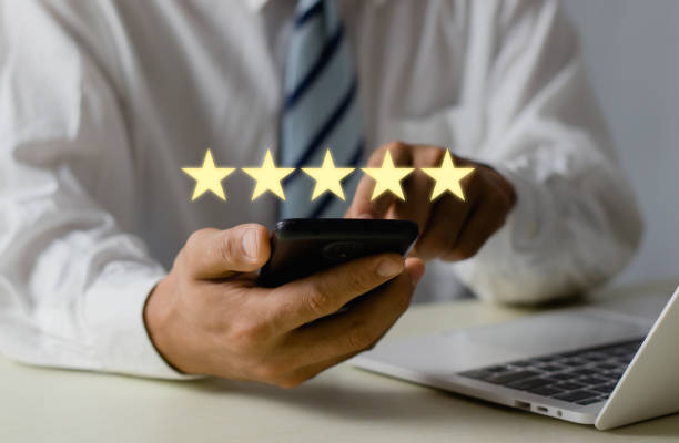 istock Customer satisfaction survey concept. Satisfaction. 5 stars. Service experience rating. online application Evaluation of customer service product quality customer satisfaction reviews 2149124544