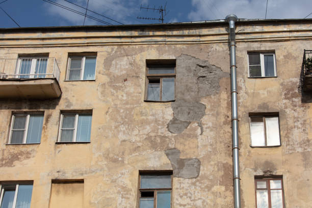 istock Windows on the wall of an old house 2149125659