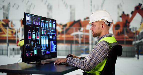 Engineer Operator Shape Engineer Operator Using Scada System Stock Photo - Download Image Now ...