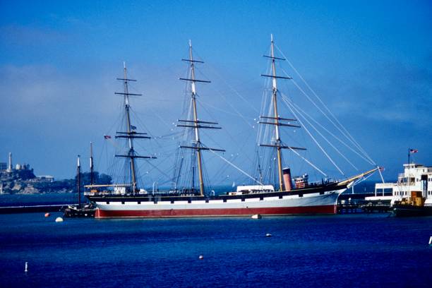 Ancient sailboat as a reference in the port