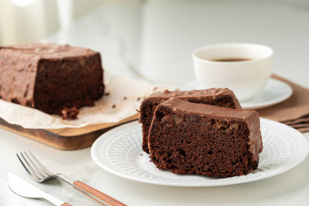 istock Fresh homemade chocolate sponge cake on wooden board 2149129155