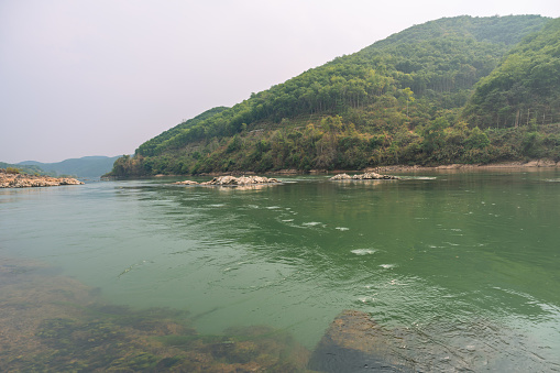 The reefs and river water on the Mekong River
