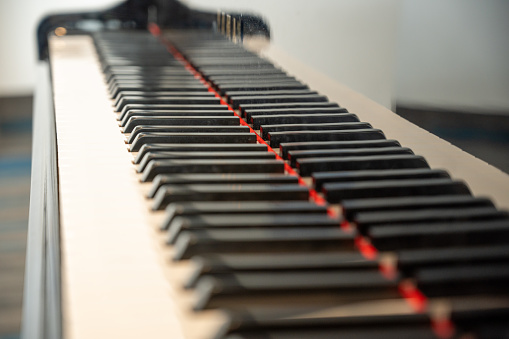 Close up on piano keyboard