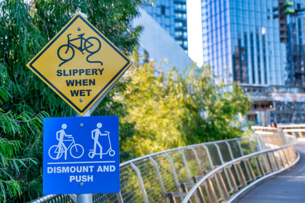 Bridge road sign for pedestrians in Perth.