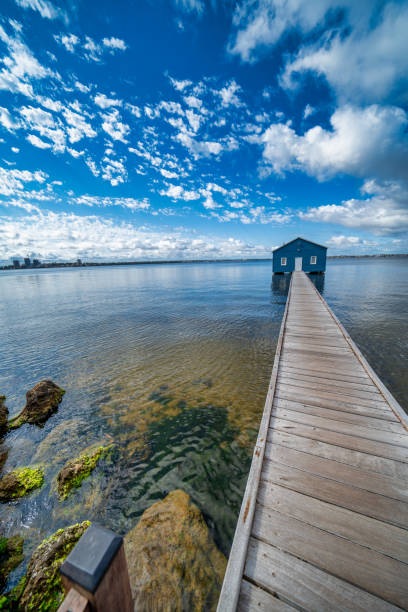 istock Blue Boat House in Perth along Swan River 2149133919