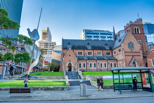 Perth, Australia - August 31, 2023: St George Anglican Cathedral on a sunny day in Perth.