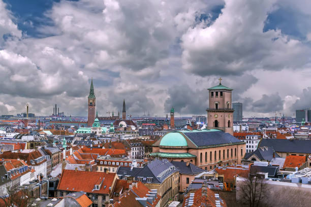 View  of Copenhagen historic centre from The Round Tower, Denmark