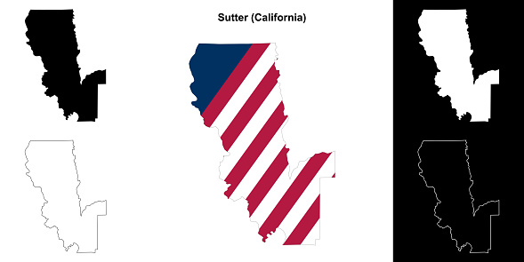 Sutter County Outline Map Set Stock Illustration - Download Image Now ...