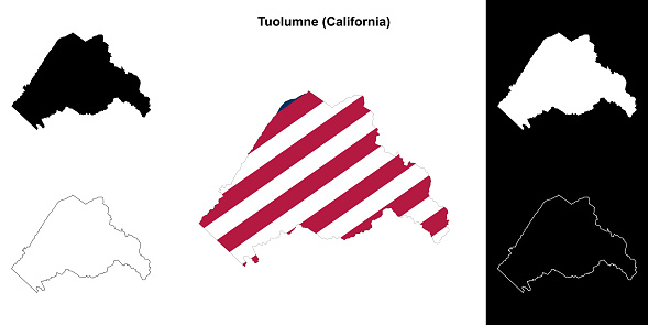 Tuolumne County (California) outline map set