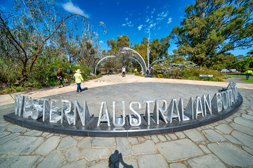 Perth, Australia - September 12, 2023: Tourists visit Botanic Gardens in Kings Park.