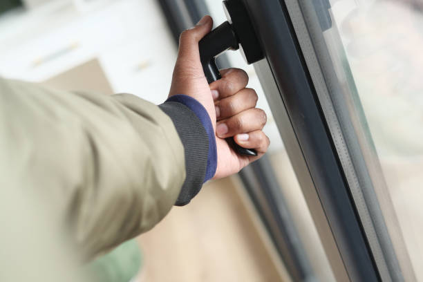 istock hand open gray plastic pvc window at home at early morning 2149137588