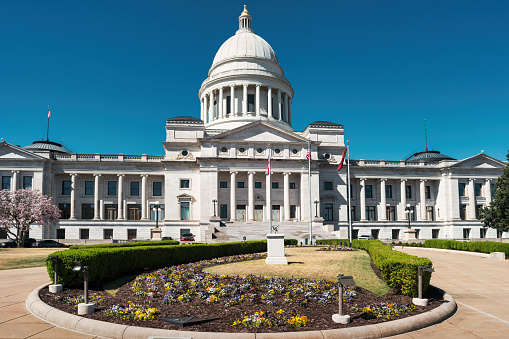 The Arkansas State Capitol in Little Rock, Arkansas, USA. The Arkansas State Capitol houses the government of Arkansas.