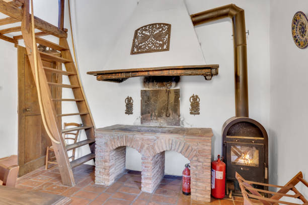 istock Vintage kitchen with fireplace and chimney 2149138248