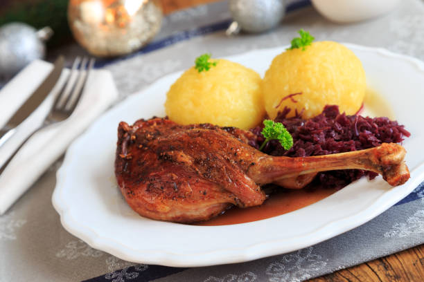 istock Leg of goose with red cabbage and dumplings 2149139269