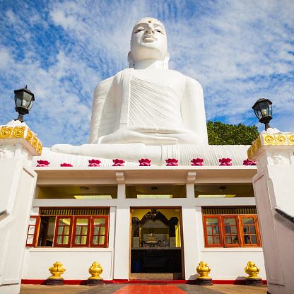 Bahirawa Kanda or Bahirawakanda Vihara Buddha Statue in Kandy, Sri Lanka. Bahirawakanda is a giant samadhi buddha statue on the top of the mountain in Kandy.